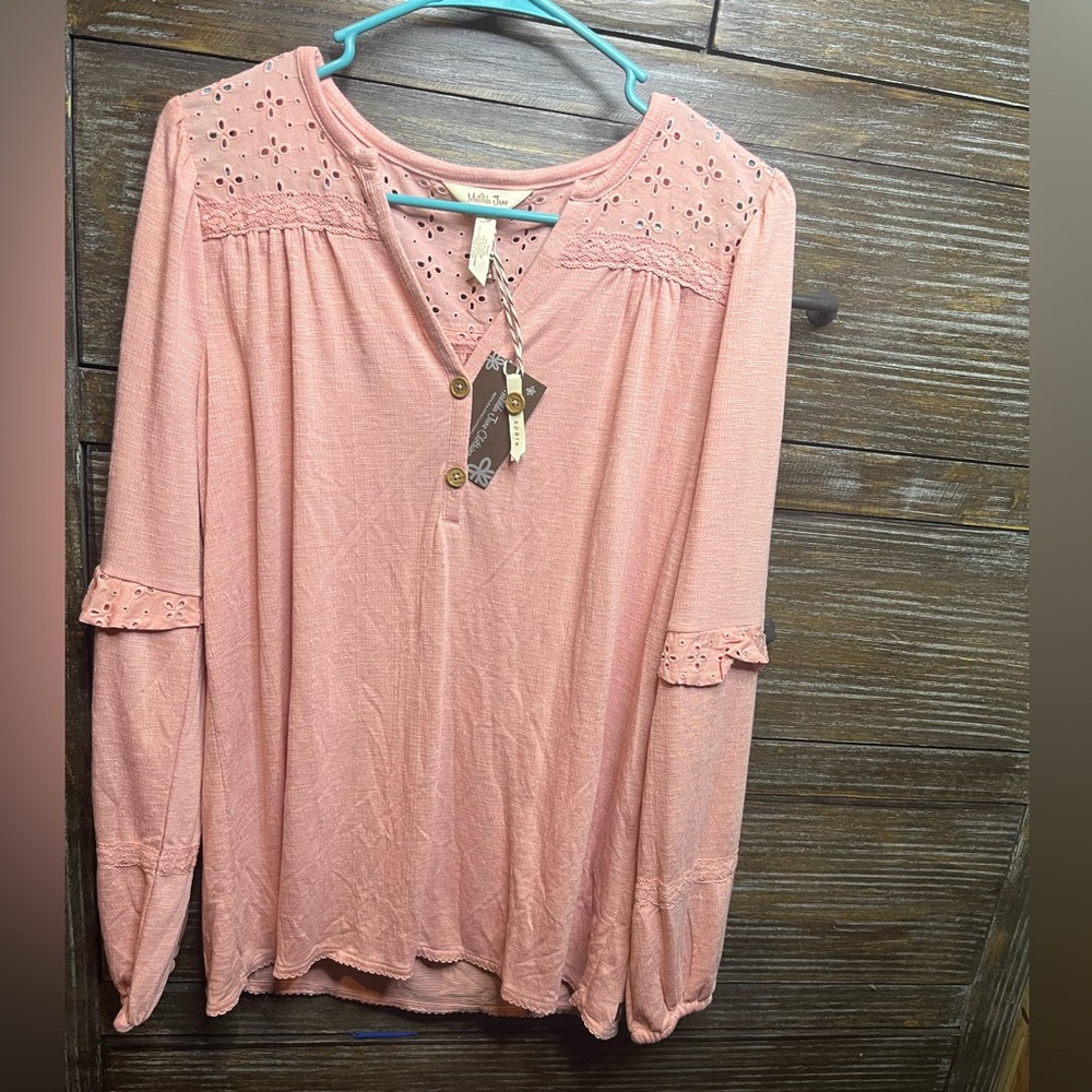 Matilda Jane Blush Lace Accent Blouse